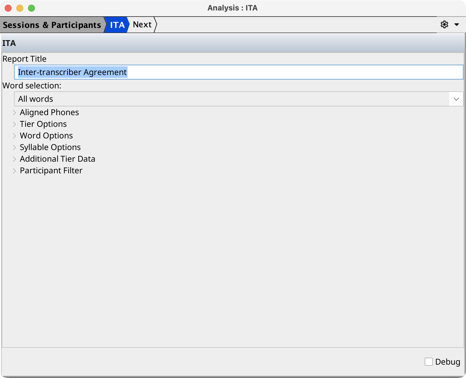 Inter-transcriber Agreement (ITA) Parameters