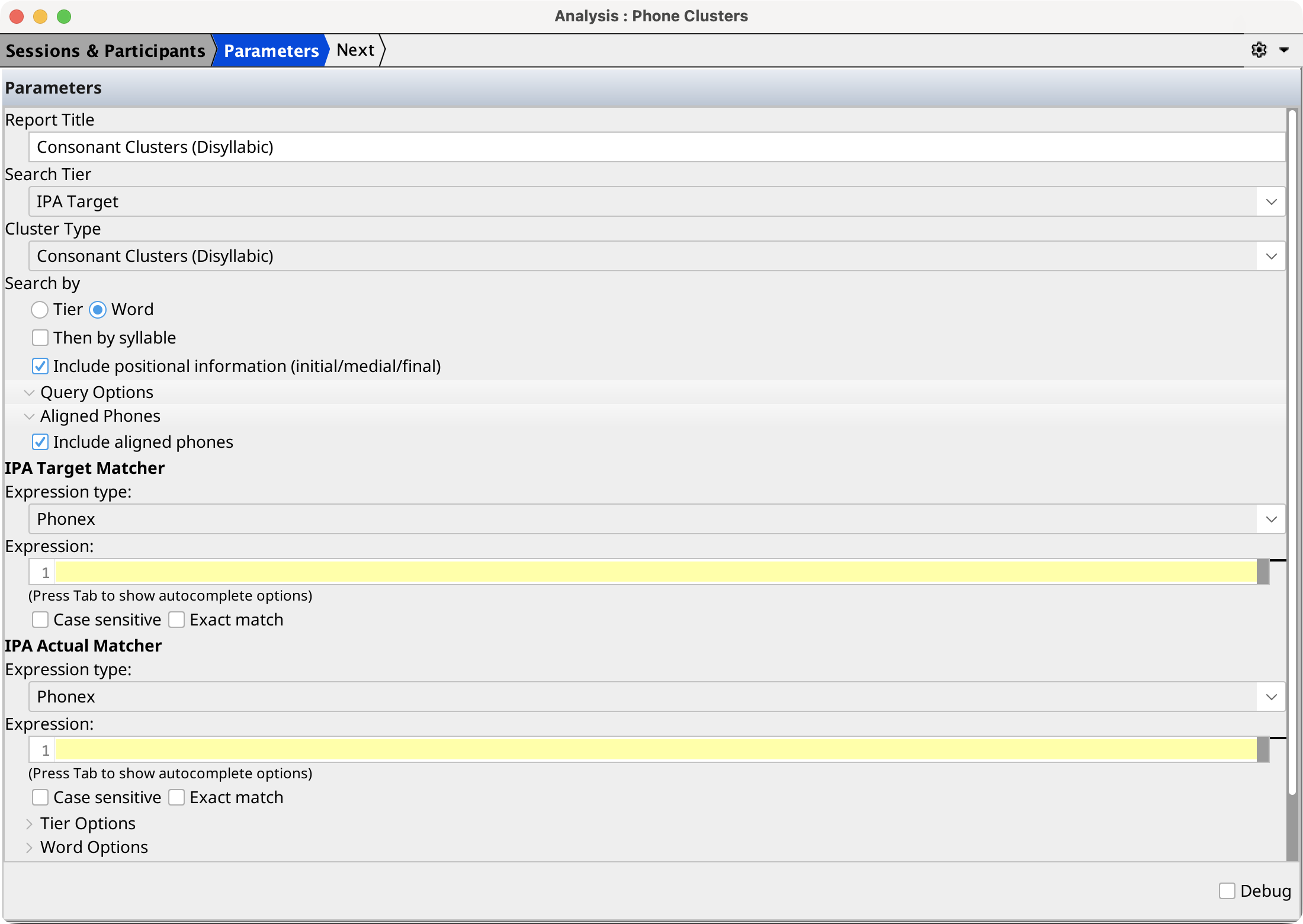 Phone Clusters Parameters
