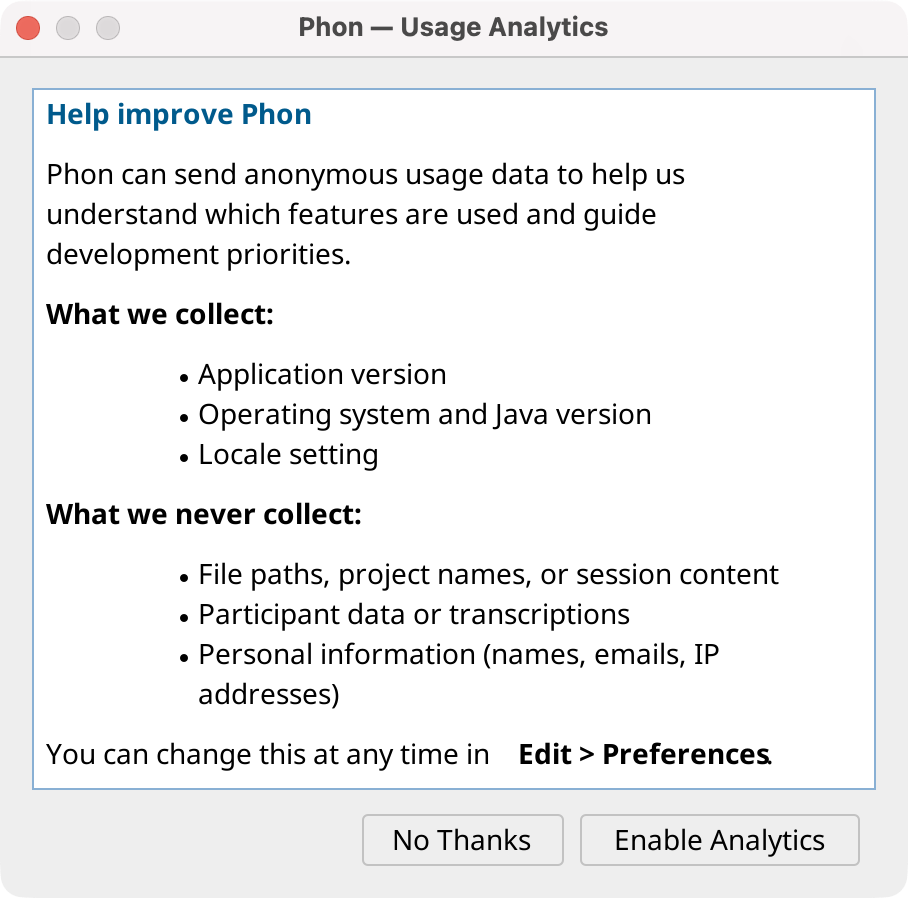 Analytics Consent Dialog