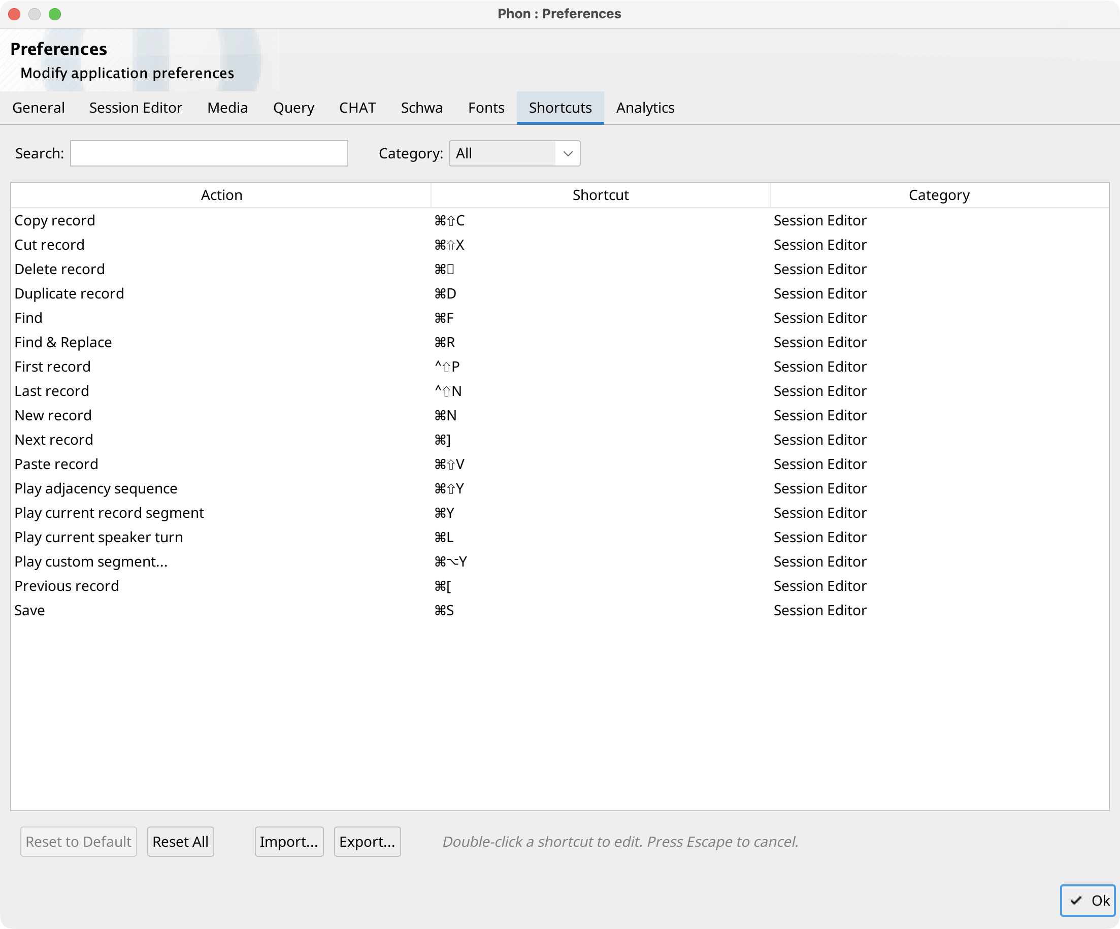 Shortcut Preferences