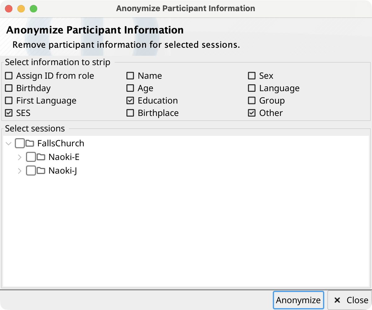Anonymize Participant Information