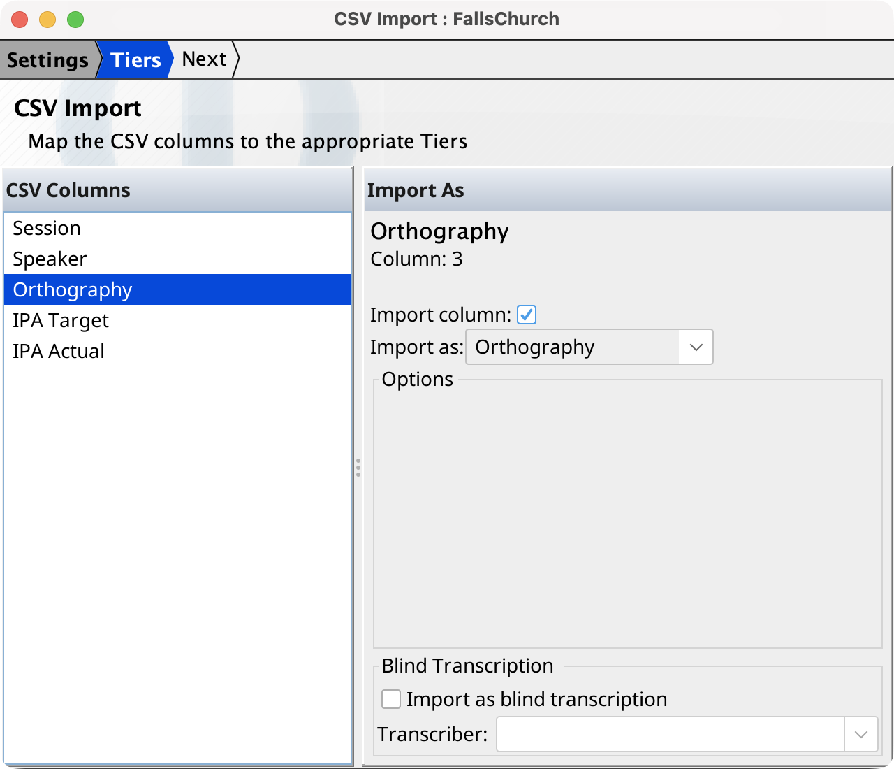 CSV Import Wizard — Tiers