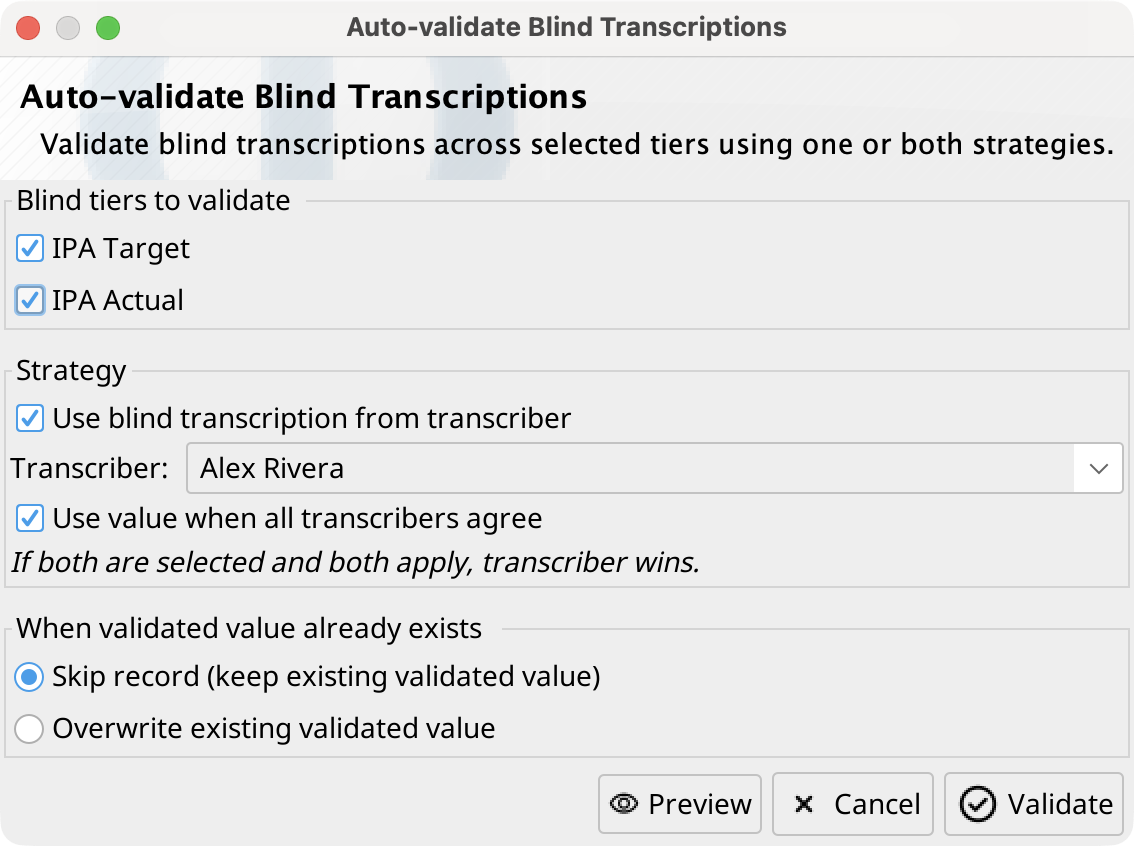 Auto-validate Blind Transcriptions
