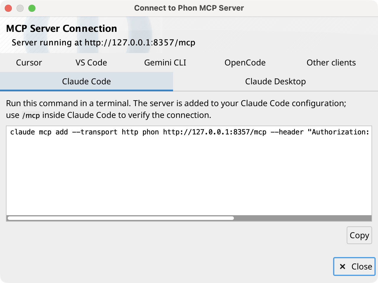 Connect to Phon MCP Server