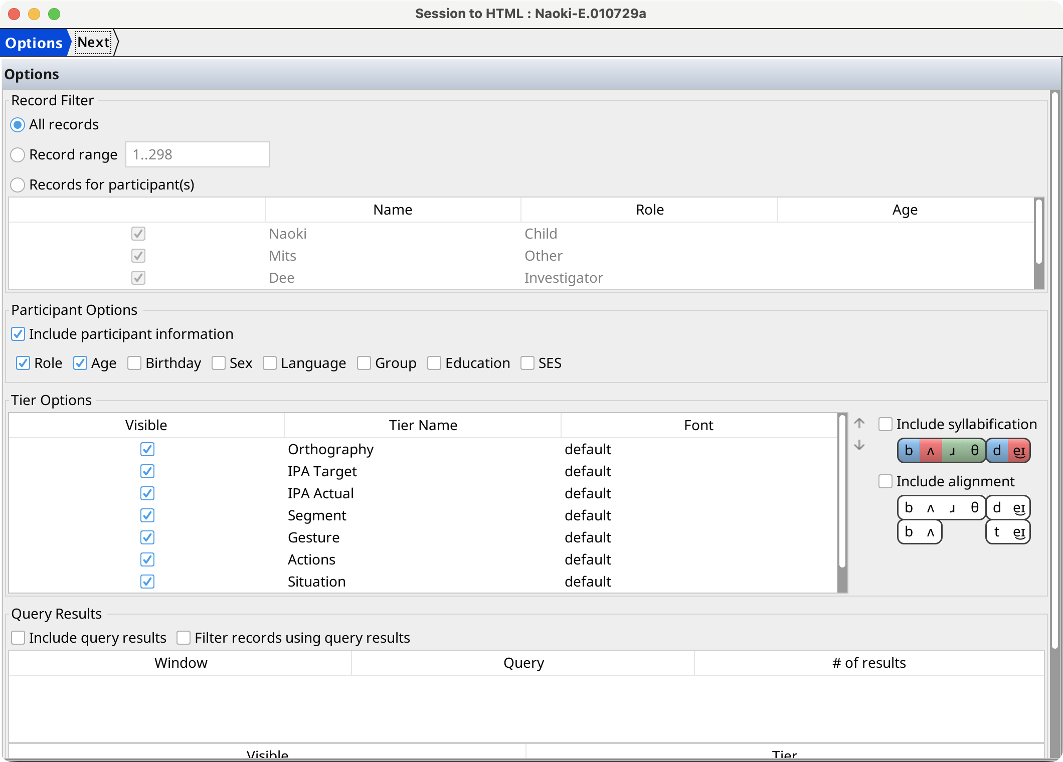 Session HTML Export