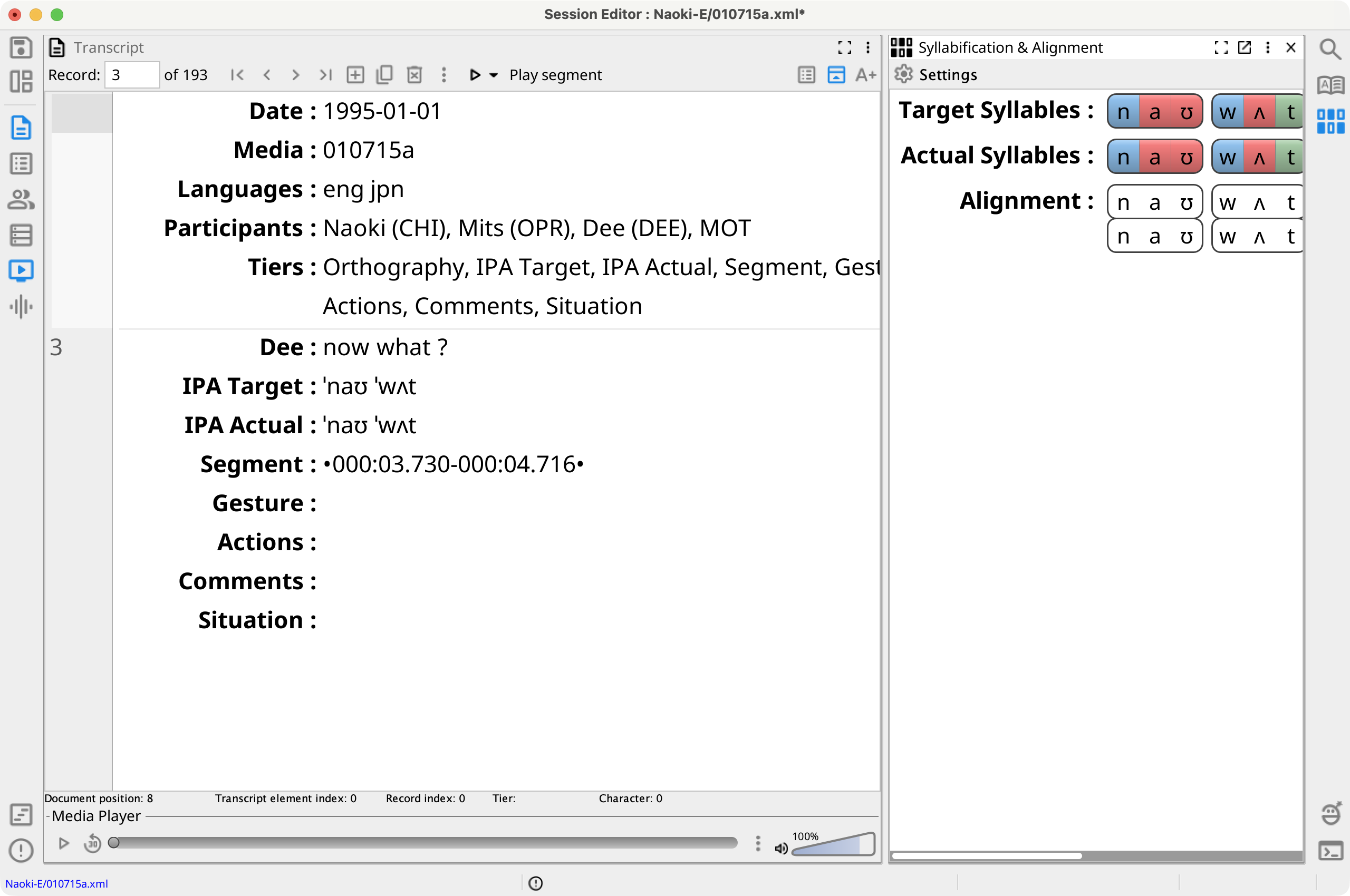 Syllabification and Alignment View