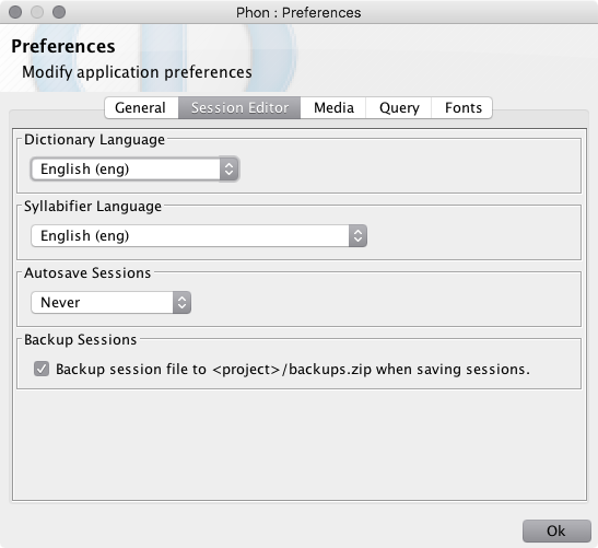 Session Editor Preferences