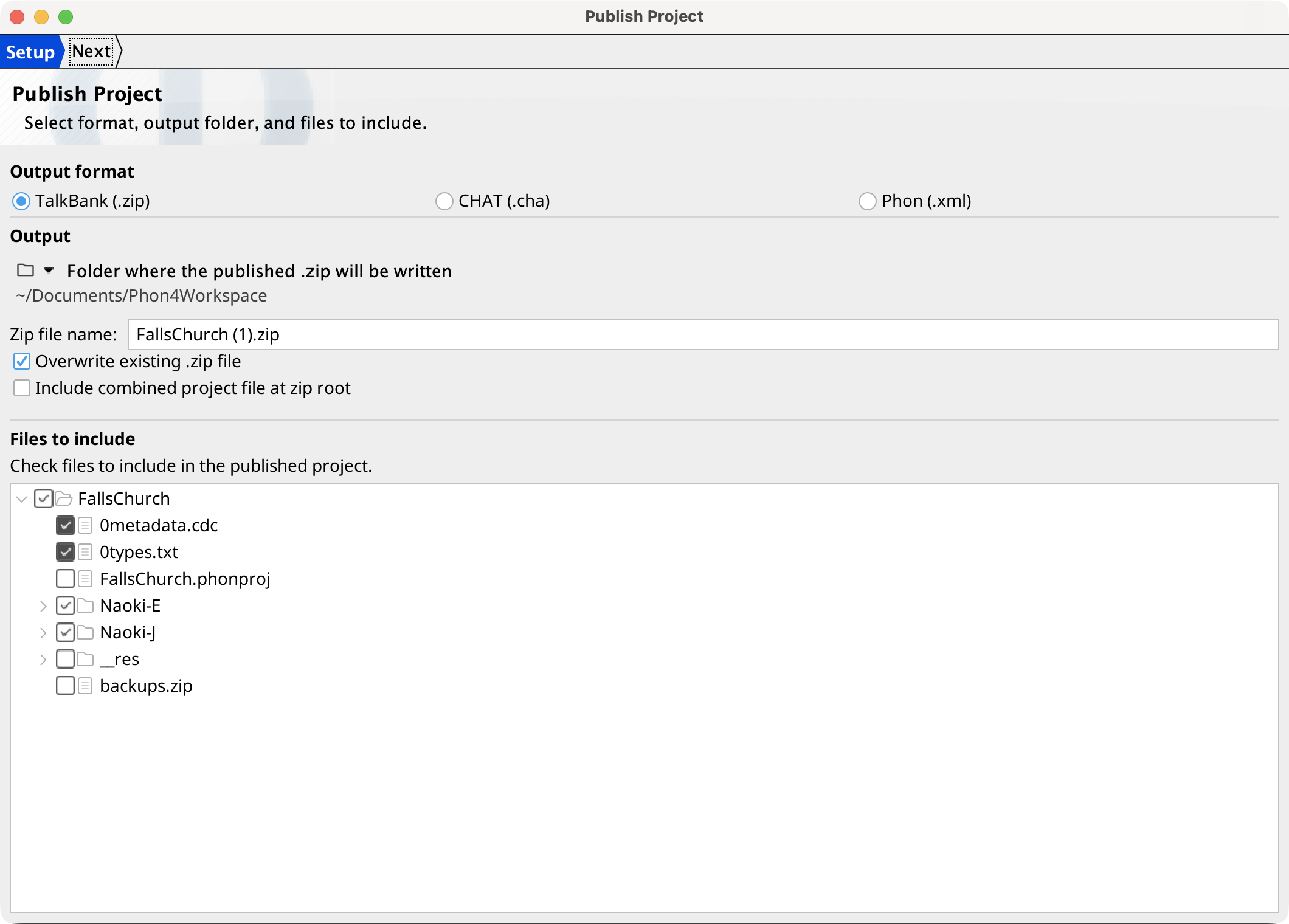 Publish Project Wizard — Setup