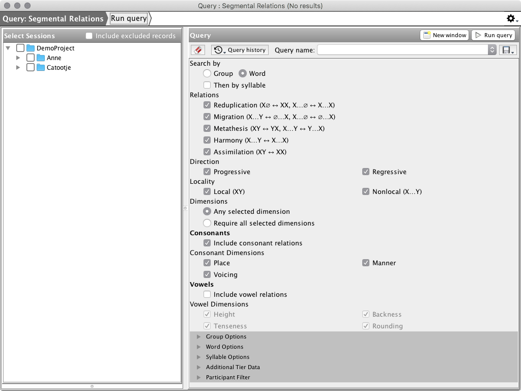 Segmental Relations Query