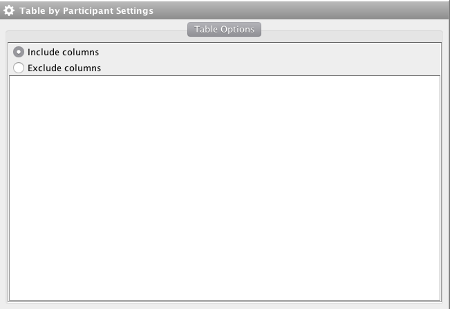 Table by Session Settings